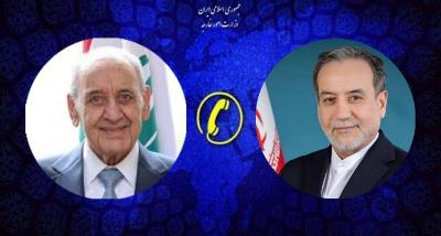 Iranian Foreign Minister Lebanese Parliament Speaker discuss regional developments by phone